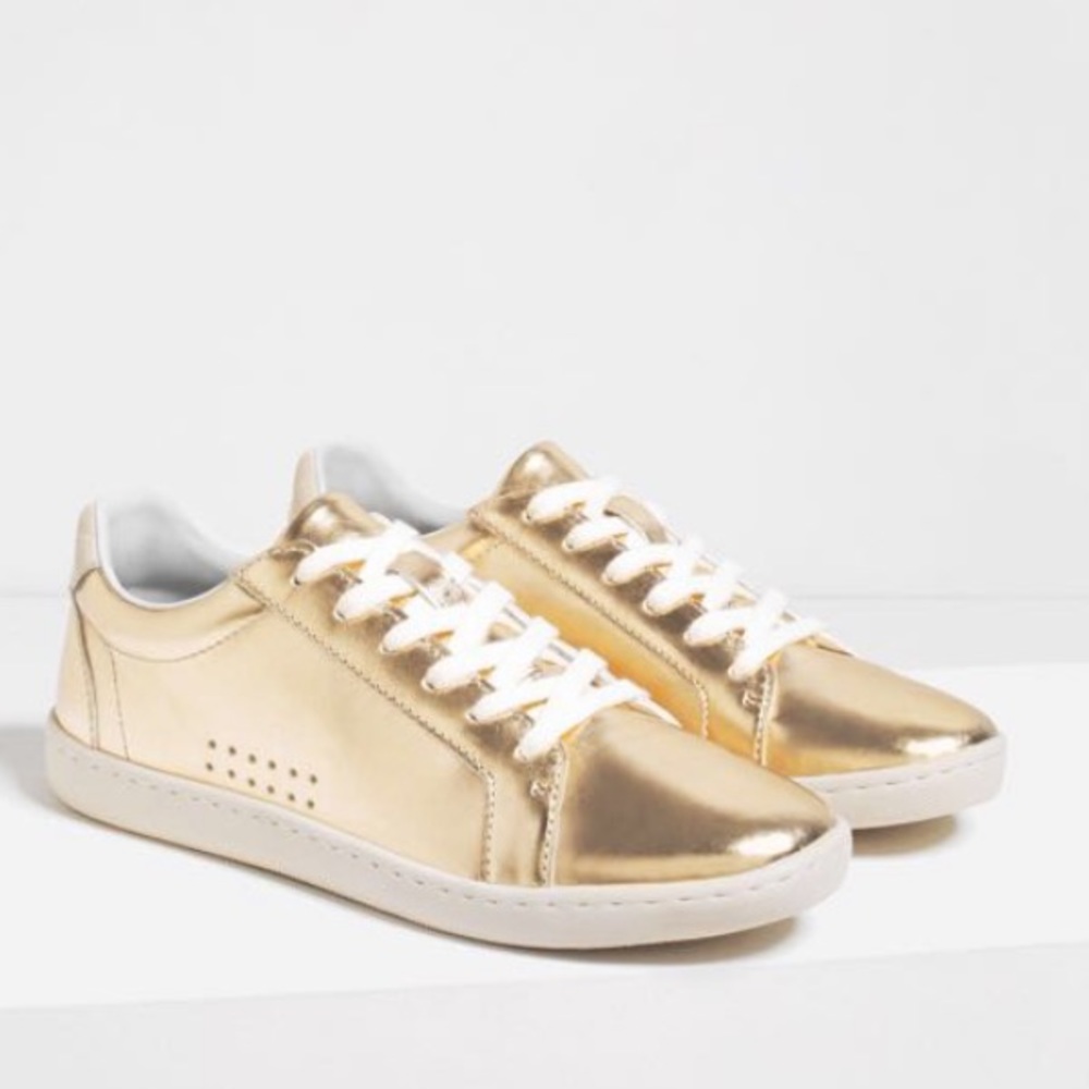 New Zara Laminated Sneakers